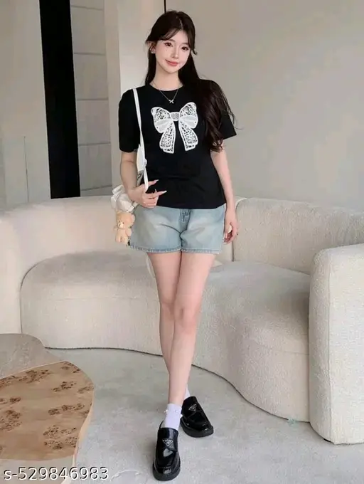 Stylish Printed Pure Cotton Women's T-shirt