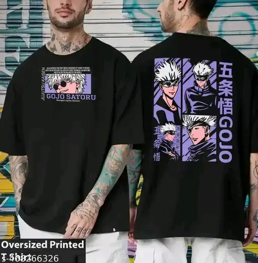Gojo satoru men's black anime tshirt