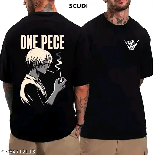 Men's trendy black printed tshirt