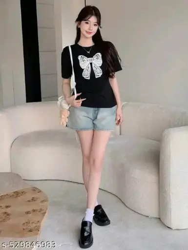 Stylish Printed Pure Cotton Women's T-shirt