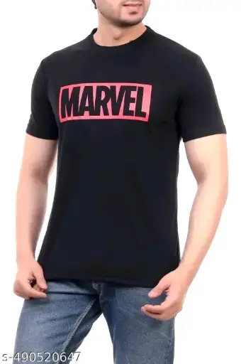 Men's Marvel tshirt in solid colour (Black)